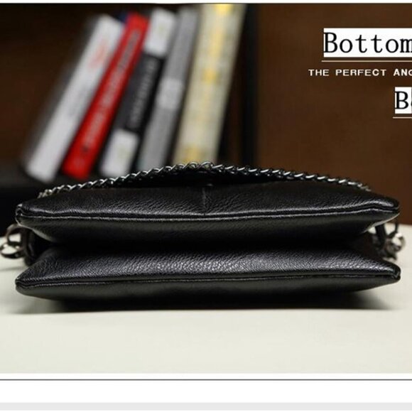 Women's Black Small Ladies Hand Bag Bolsa Purses Party Clutch Shoulder Strap - Picture 4 of 8